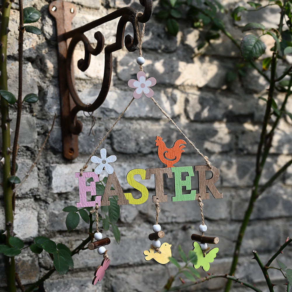Easter Decorations Easter Wooden Letter Plate Pendant Nordic Style