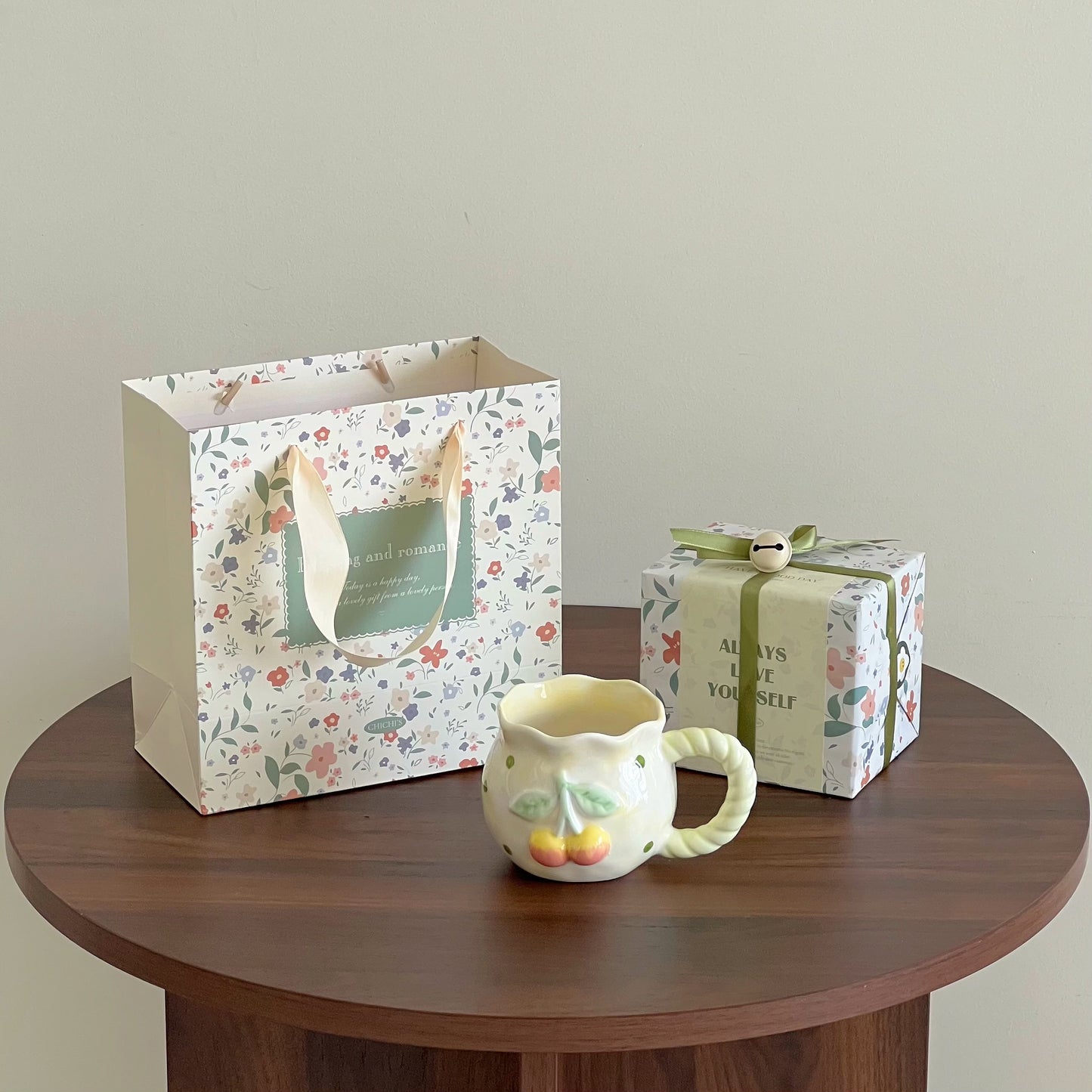 Irregular Cute Cherry Art Mug Gift Ceramic Cup