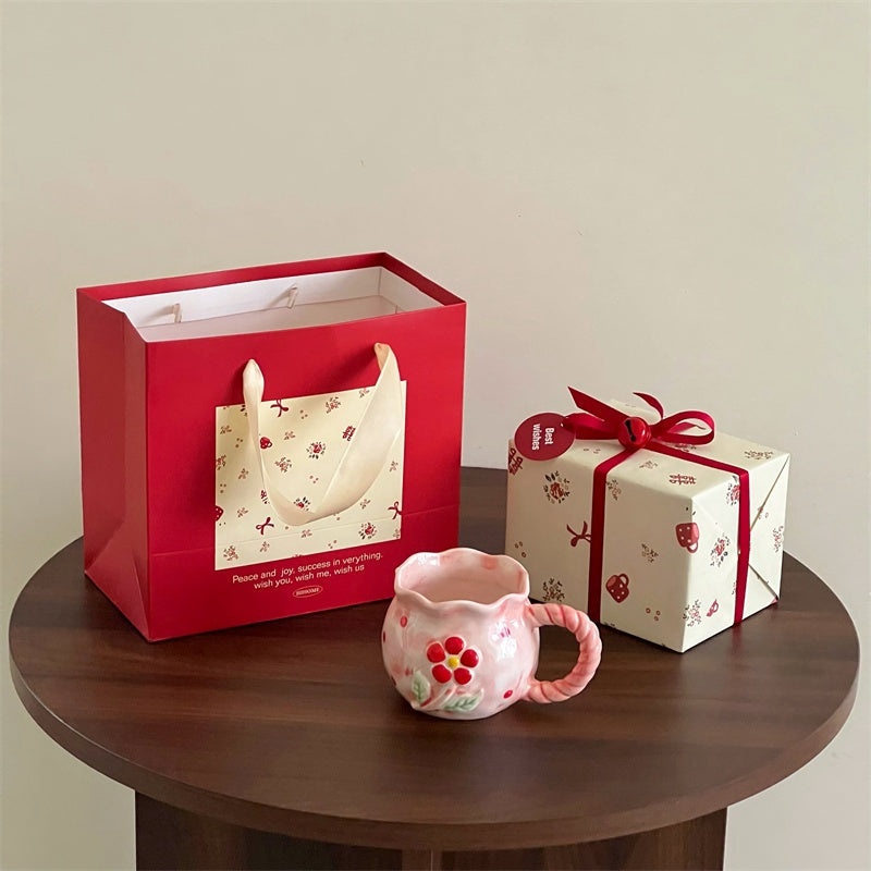 Irregular Cute Cherry Art Mug Gift Ceramic Cup
