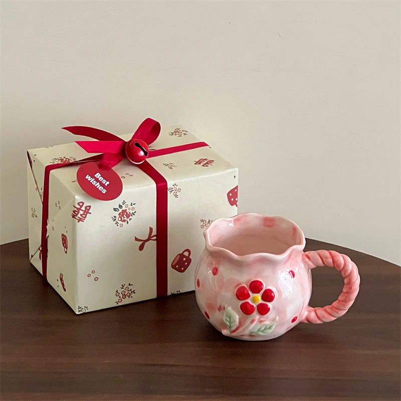 Irregular Cute Cherry Art Mug Gift Ceramic Cup